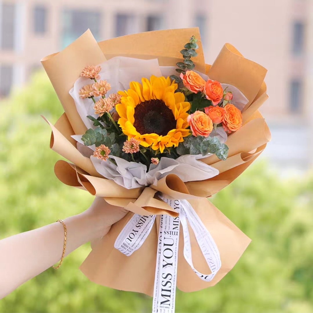 海浪小夜曲/1枝向日葵+洋桔梗