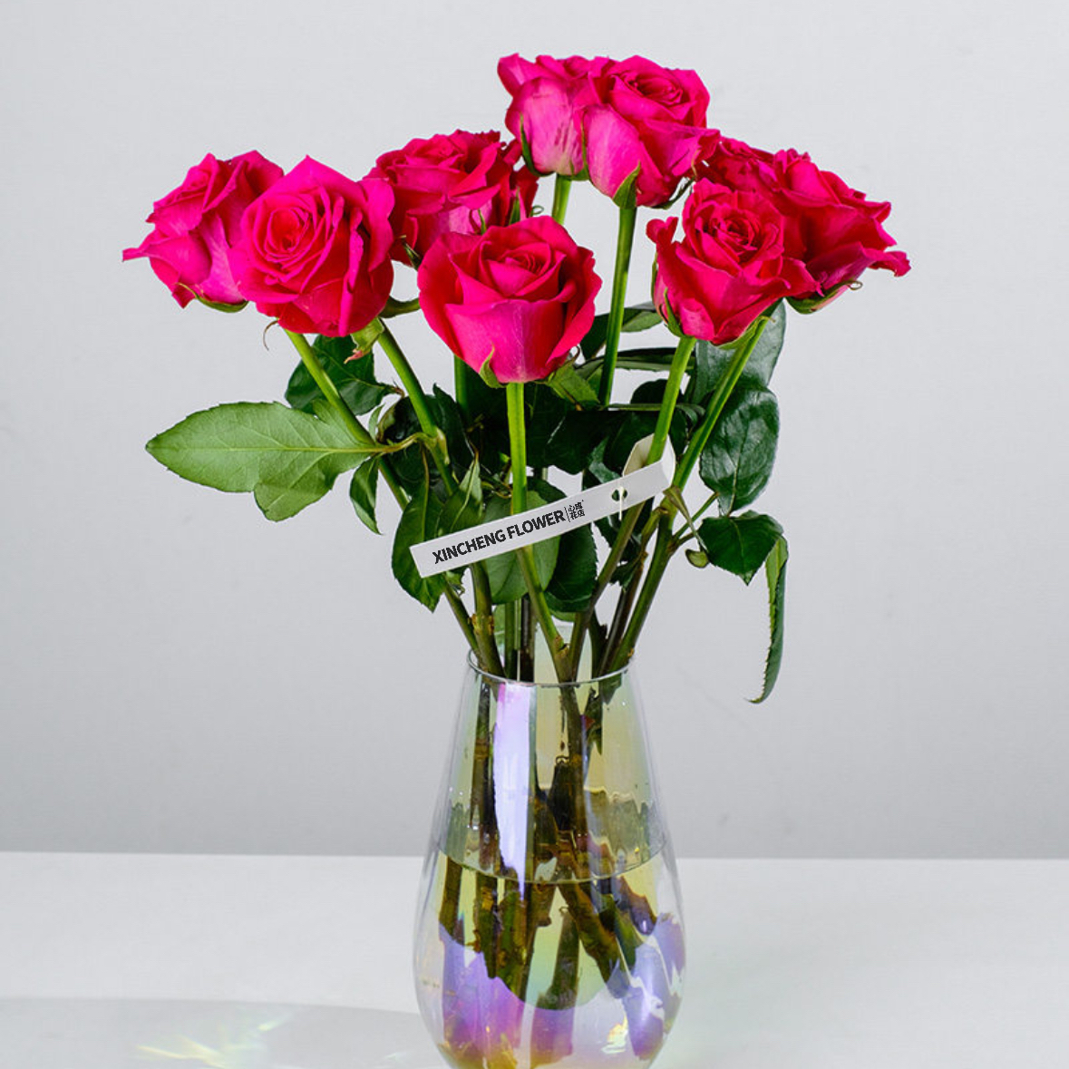 桃红色玫瑰花1扎8-10枝弗洛