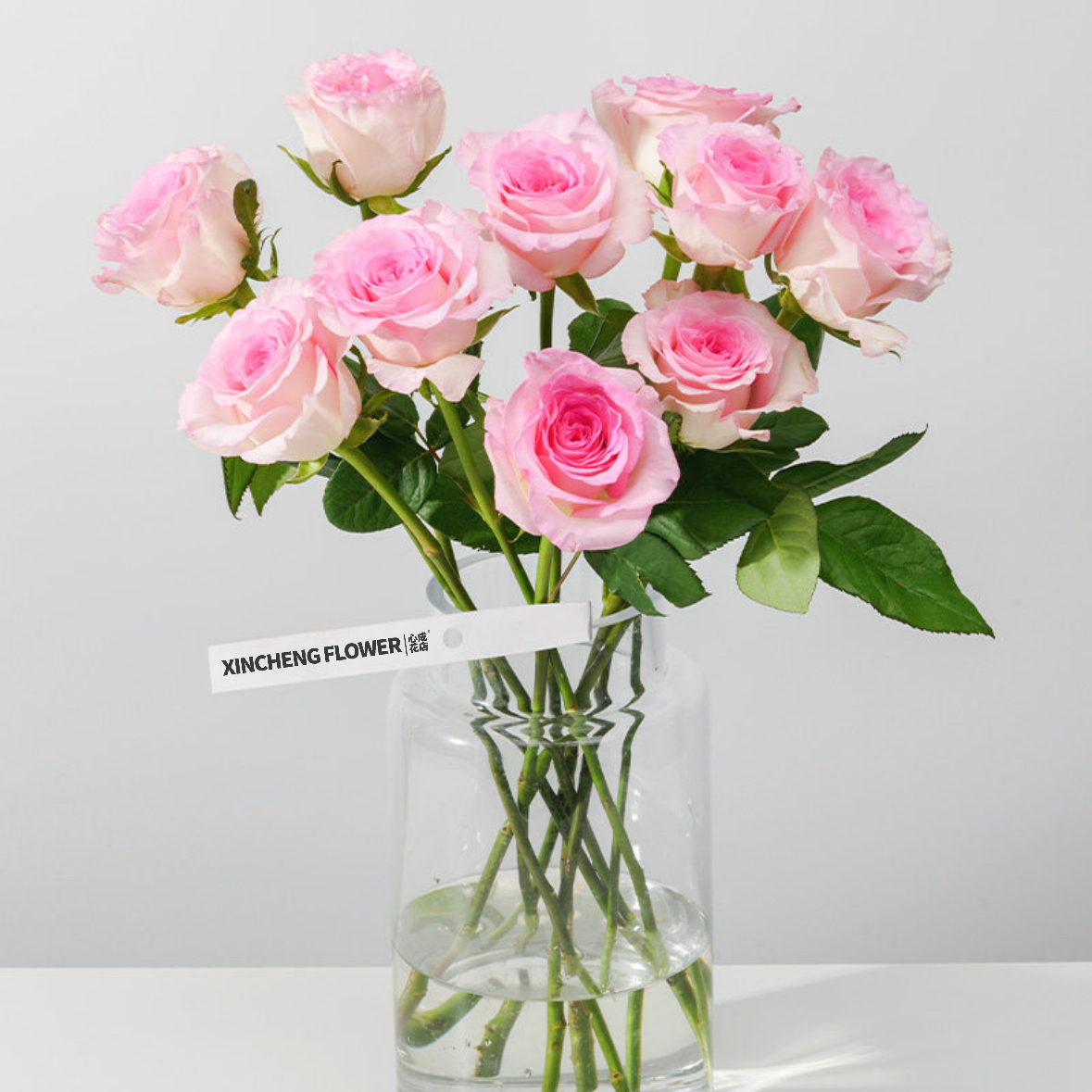 粉色玫瑰花1扎8-10枝鲜切花