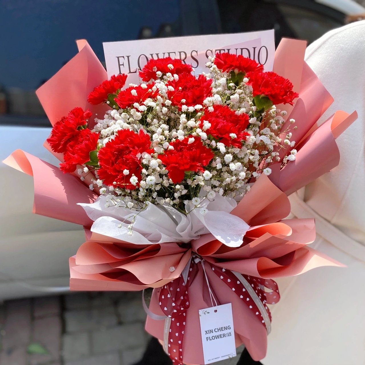 亲人/11朵红色康乃馨配满天星精美包装