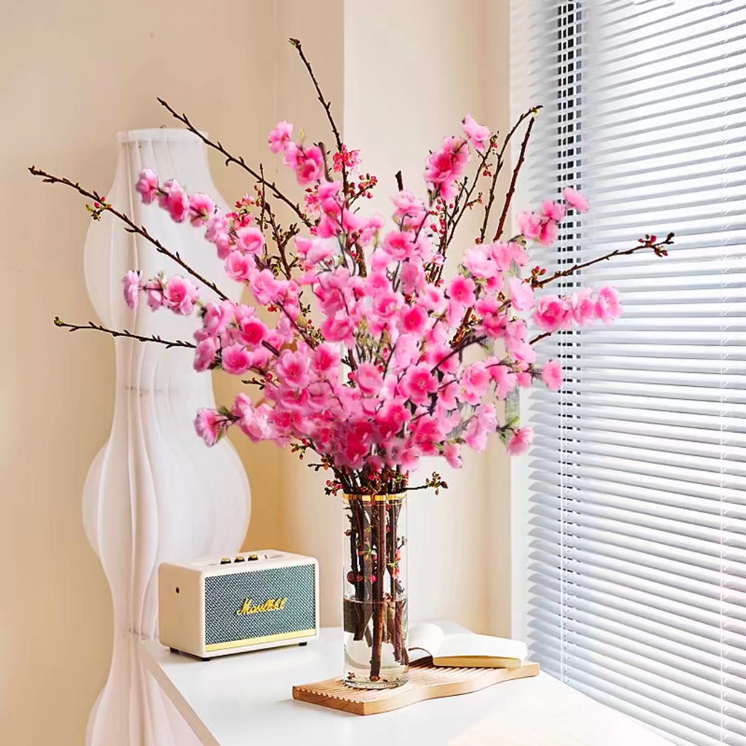 桃花鲜切花1扎5枝左右粉色木本枝条鲜花花店送花上门招桃花寓意好粉色浪漫鲜花家庭生活鲜花