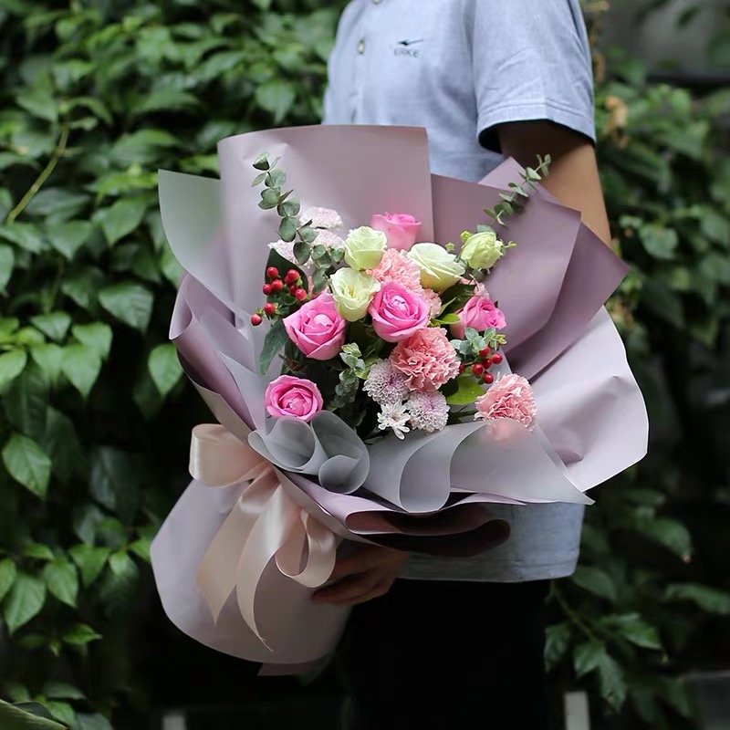 温馨问候-6朵粉玫瑰花+3朵粉