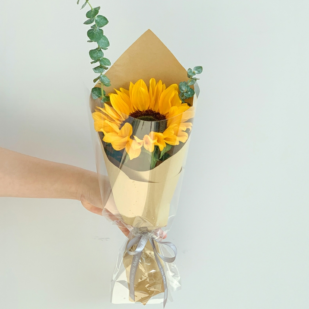 绽放-1朵向日葵配尤加利冰淇淋