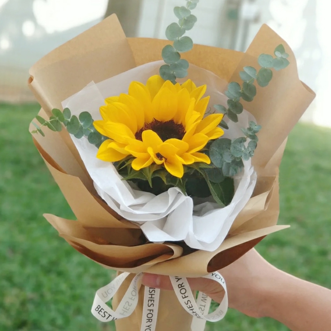 阳光-1朵向日葵配尤加利精美花
