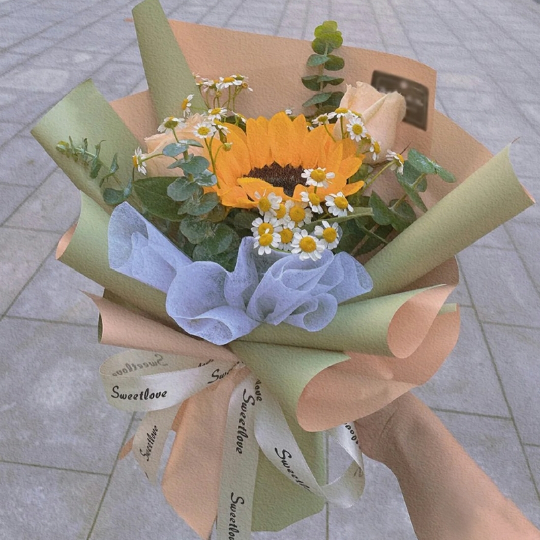 星河璀璨-1朵向日葵加2朵玫瑰