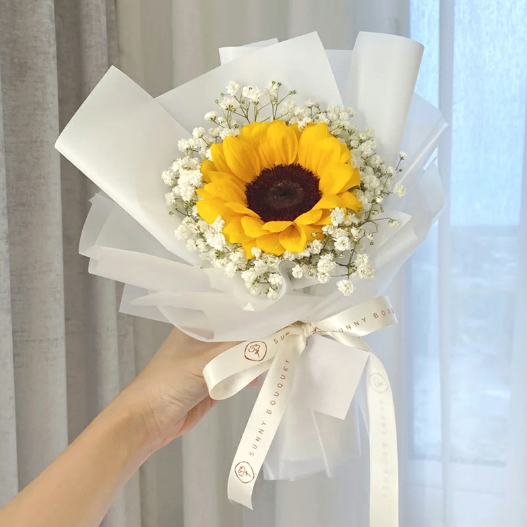 阳光使者-1朵向日葵配满天星精