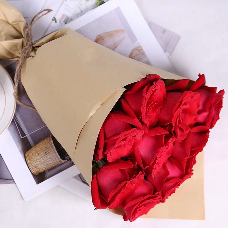 牵手一生-9朵玫瑰花配牛皮纸简包 可选颜色