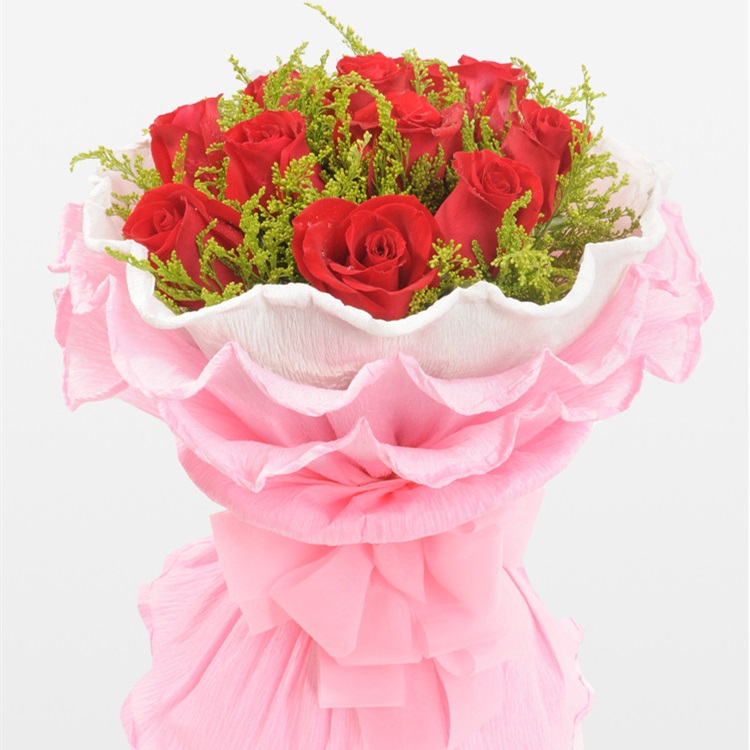 长相守——11朵红玫瑰花配黄英