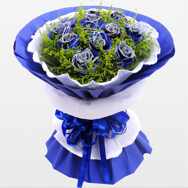 这就是爱-11朵蓝色妖姬精美花束包装