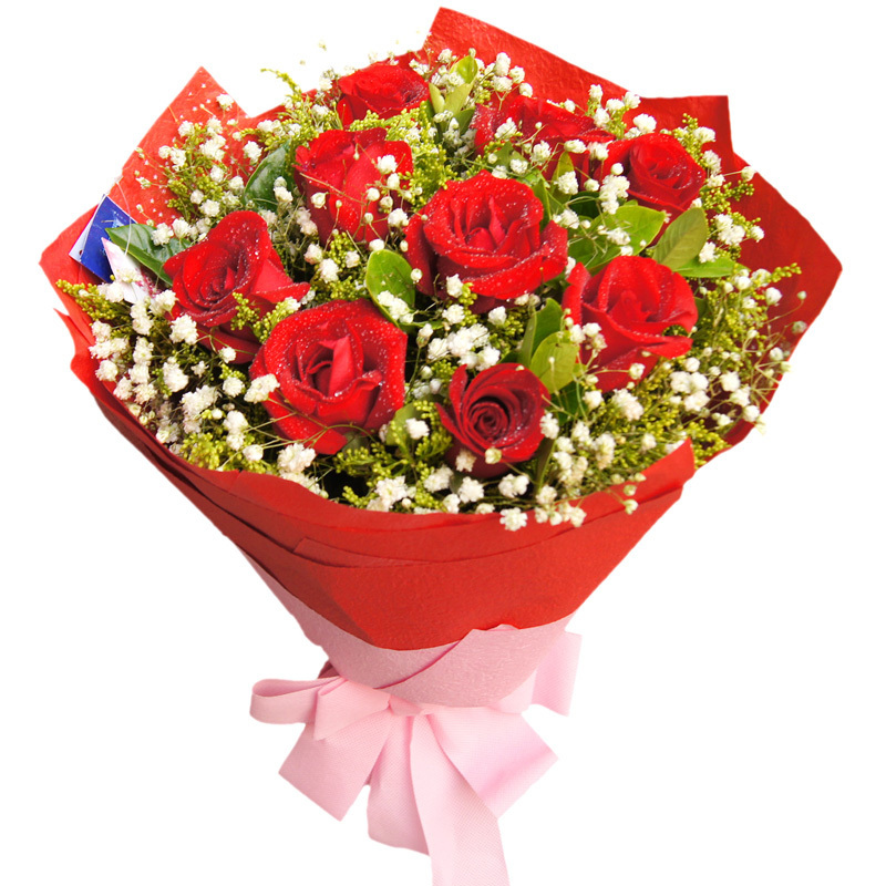 唯爱一生——9朵红玫瑰花红色纸