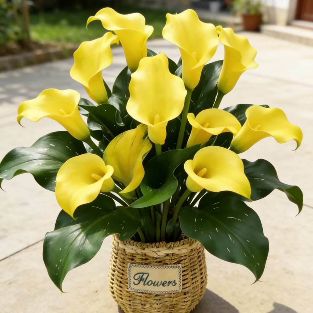 精品马蹄莲盆栽带花发进口马蹄莲