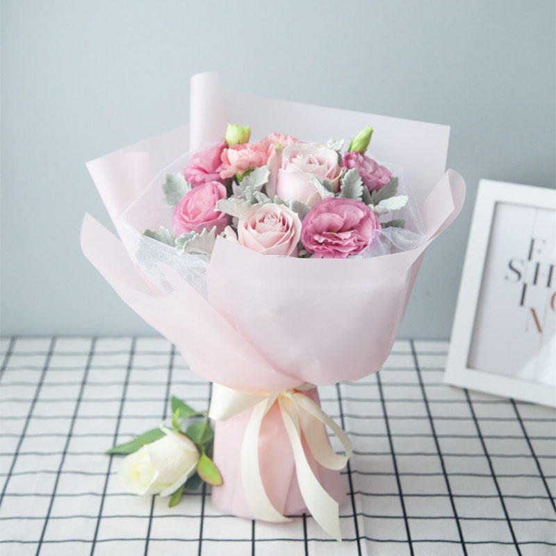 浅浅的温柔-粉玫瑰花2枝+粉色