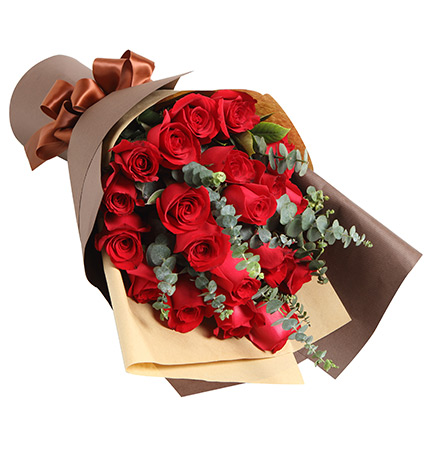 巴黎恋人/红玫瑰花19朵配尤加