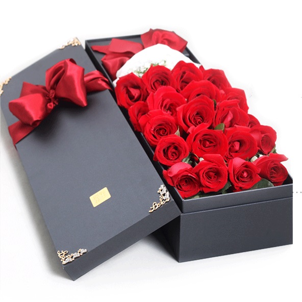 雅致风情——19朵精品红玫瑰花礼盒装