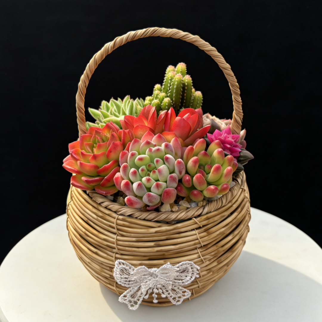 多肉植物组合盆栽种好发货手提花篮办公阳台绿植花卉多颗拼盆带篮