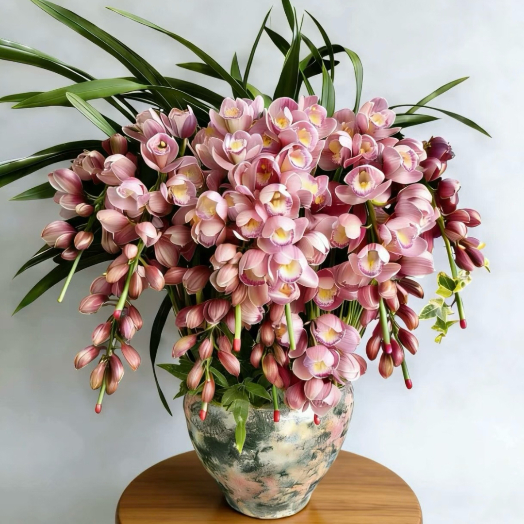 粉色大花蕙兰组合盆栽大盆韩国垂