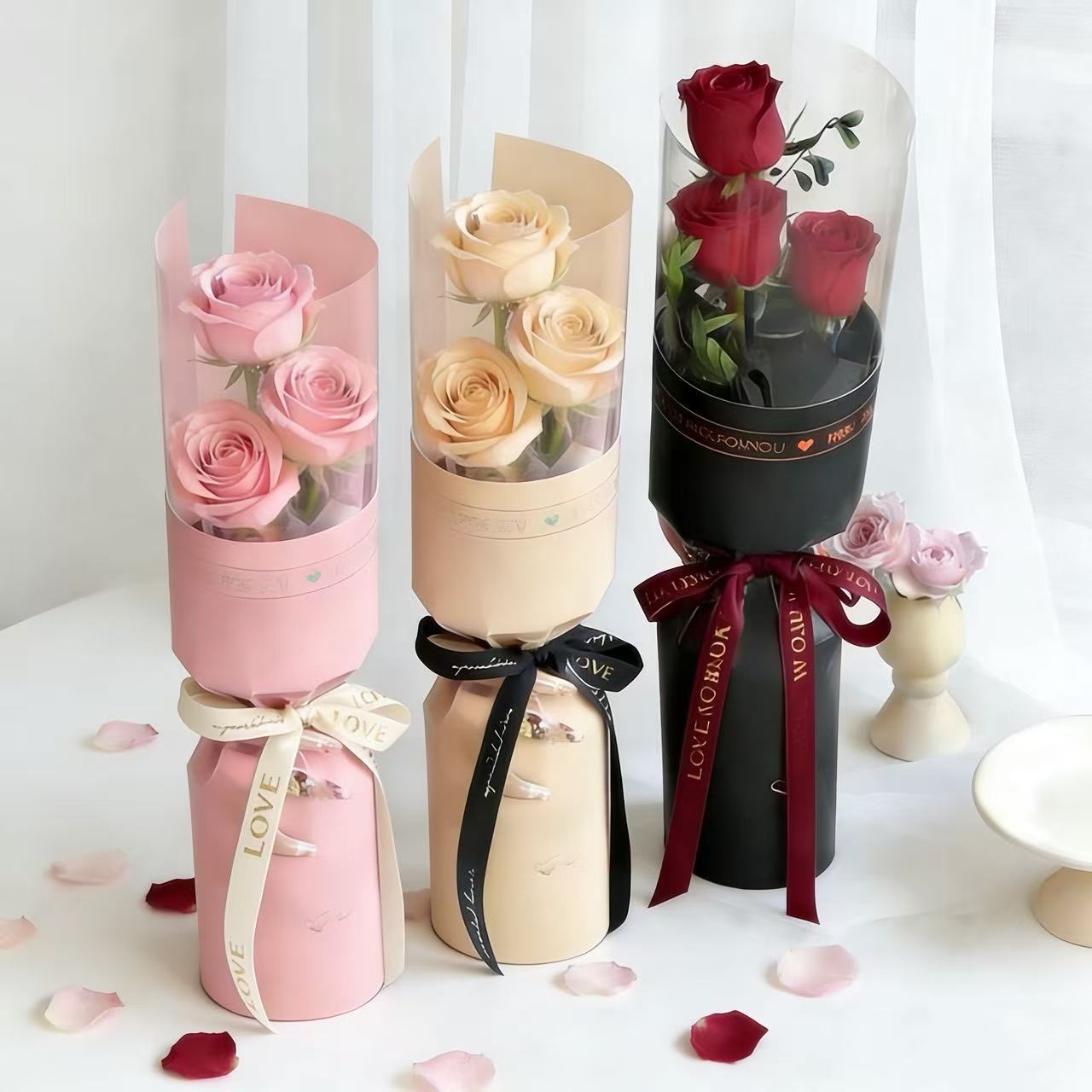 我爱你/3朵玫瑰花精美花束包装