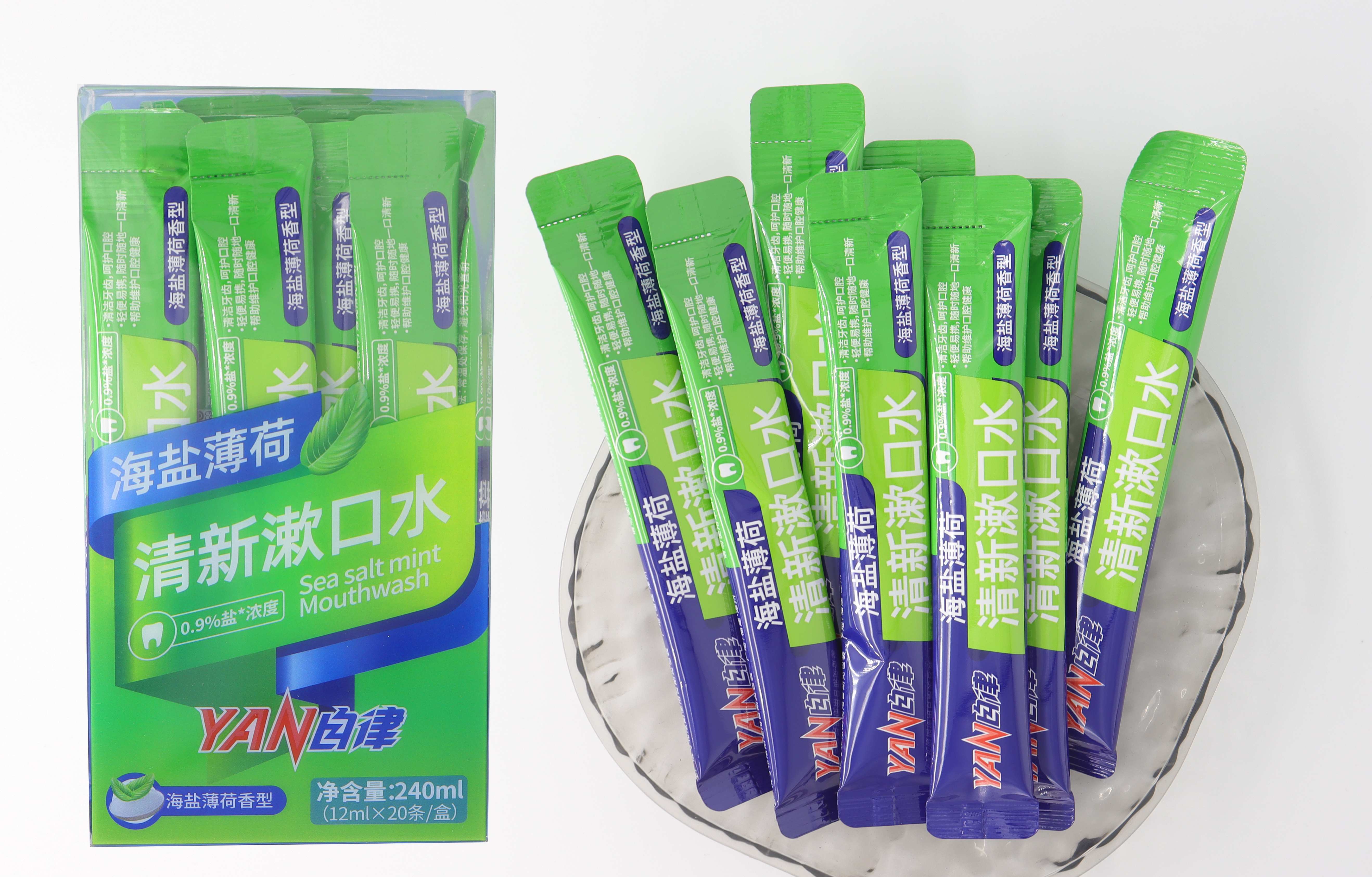 YAN自律12ml_20袋装漱口水海盐薄荷香型