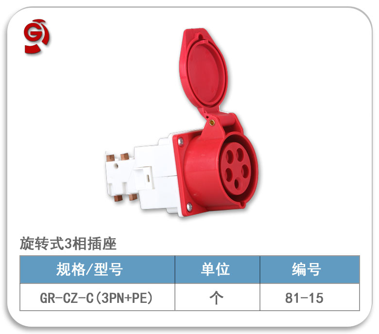 旋转式工业五孔插座