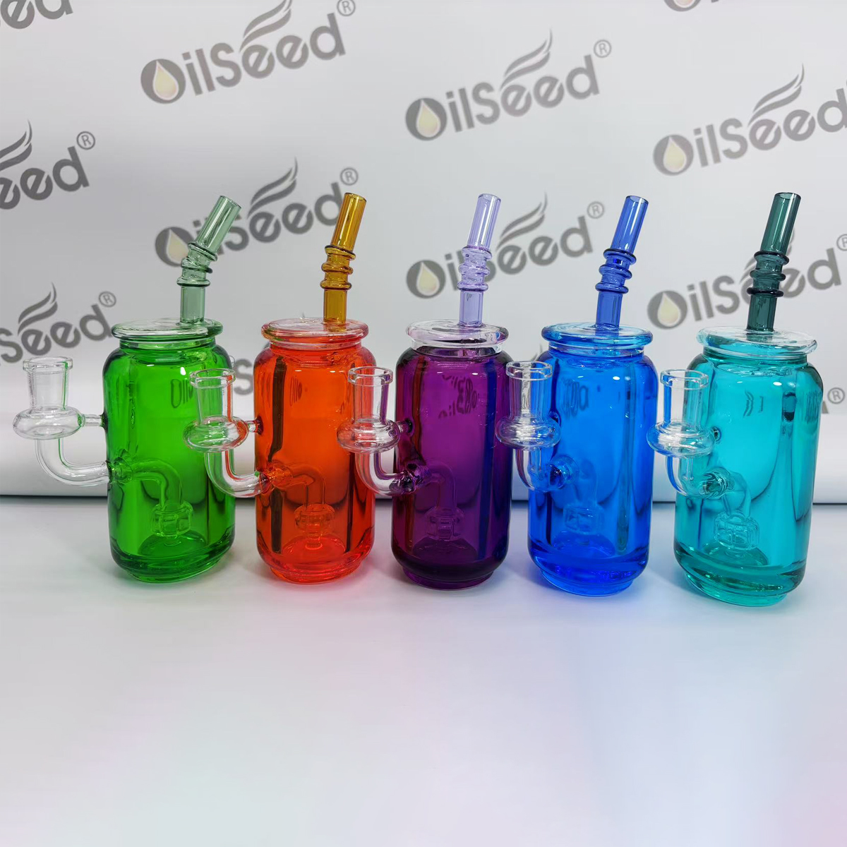 Oilseed colored glass jar shape