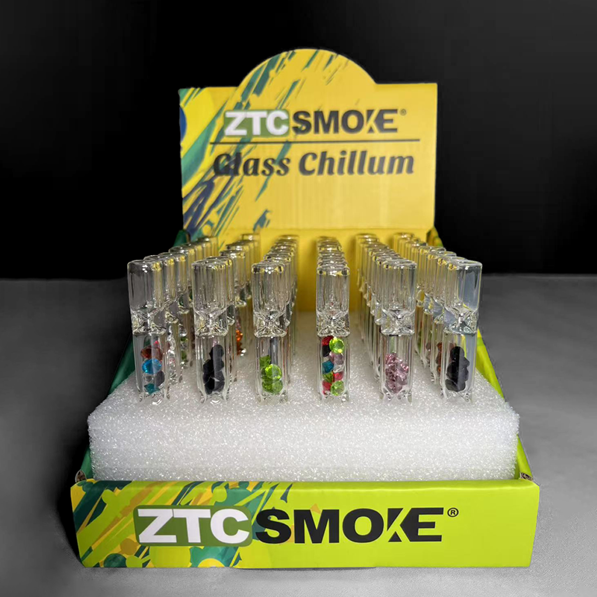 Chillum Glass One Hitter Pipe with Crystal Diamond – C001