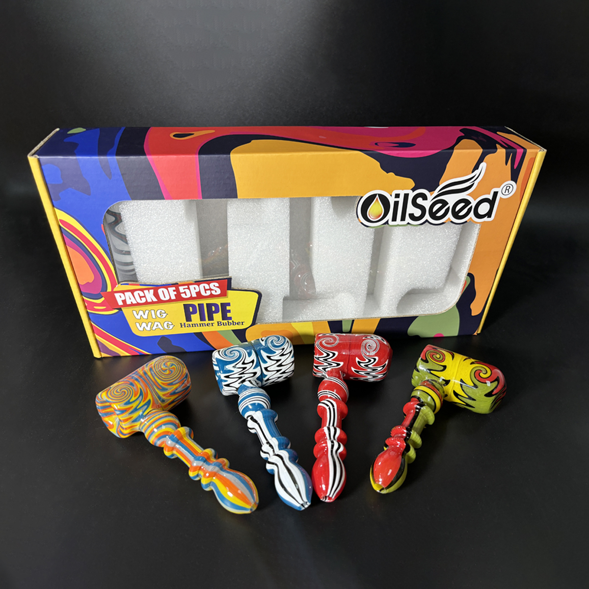 OilSeed Premium Wig Wag Hammer Pipe – H001