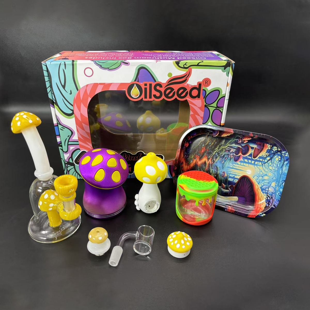 Mushroom premium glass bong set