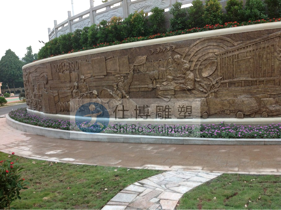 玻璃钢仿铜部队浮雕