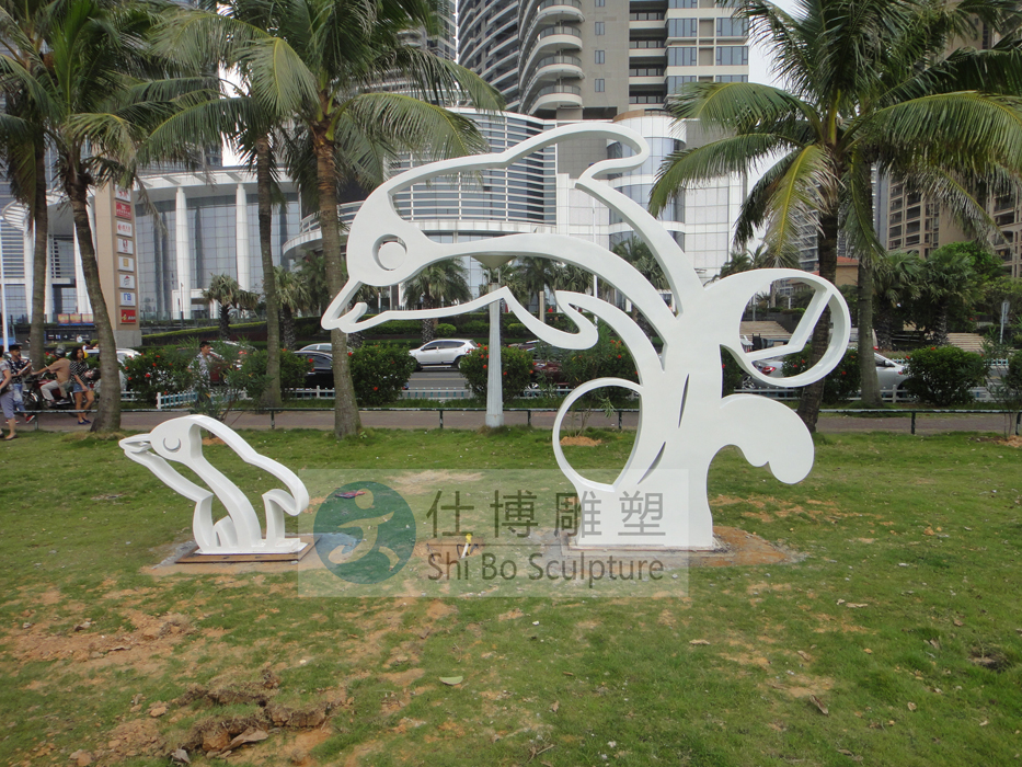 海豚雕塑小品