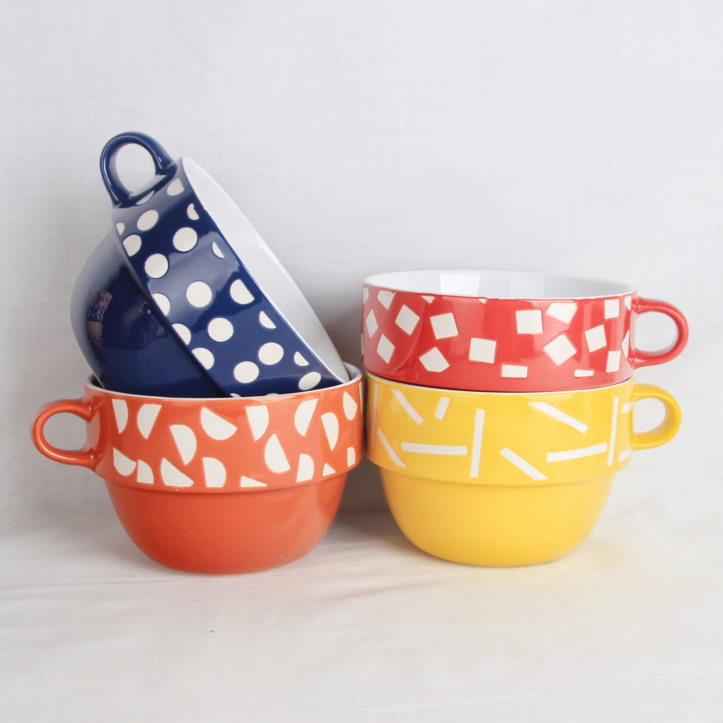 22oz Stackable breakfast mug with silkscreen printing