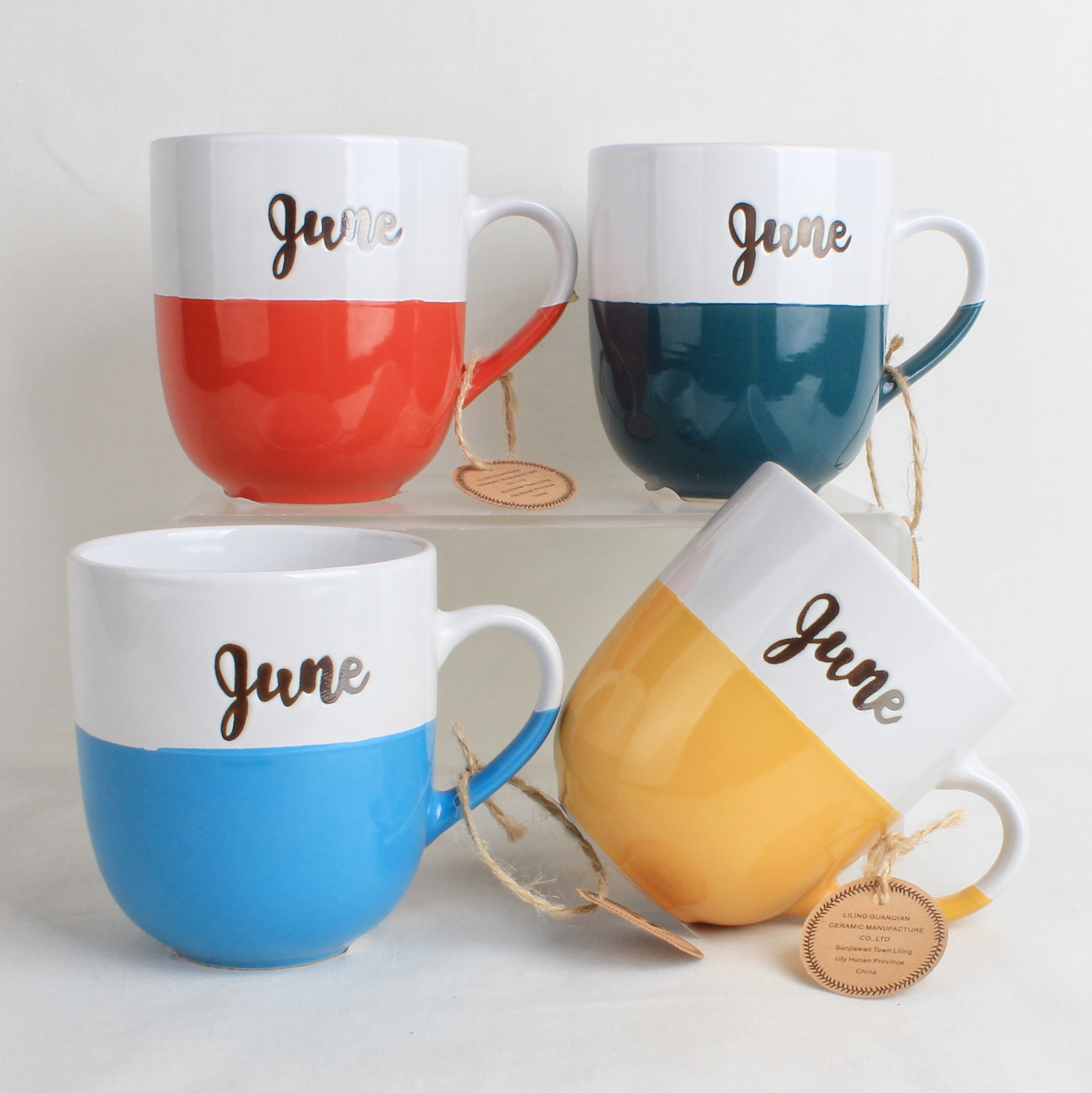 13oz two tone color mug with silkscreen printing