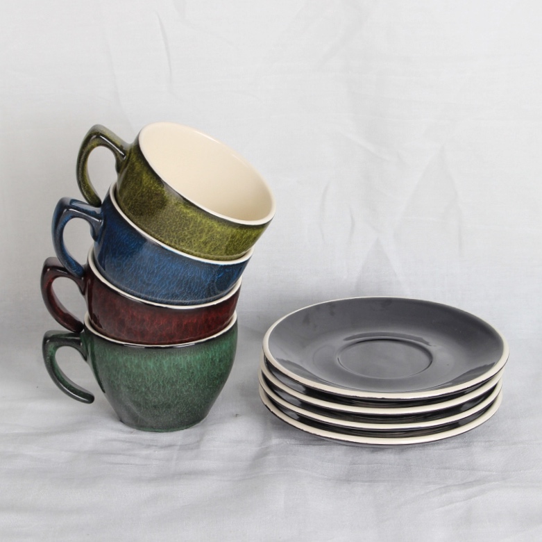 213ml Ceramic Reactive Glazed Cup & Saucer