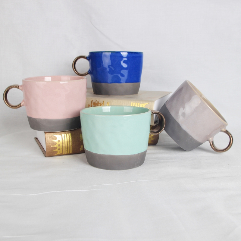 17oz Embossed breakfast mug with clay glazed base