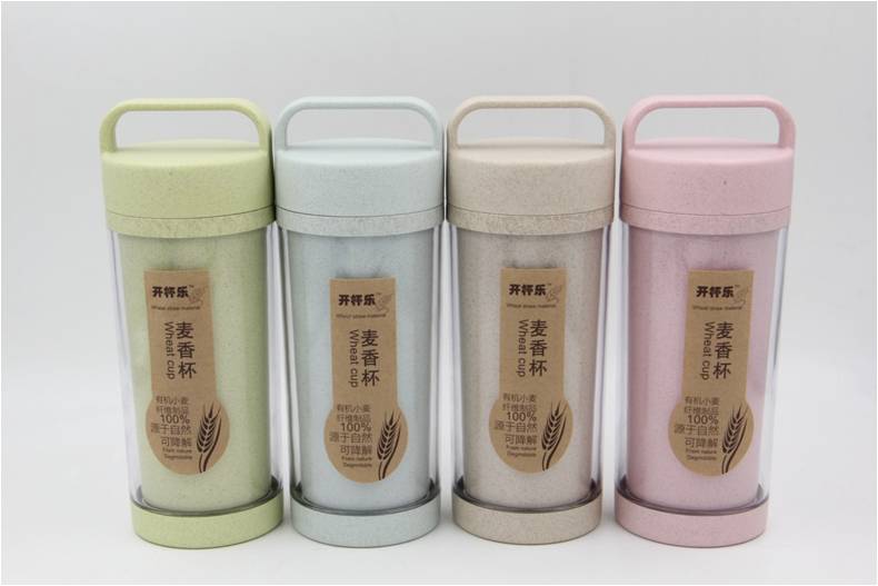 小麦秸秆水杯双层简约随手杯定制logo00MLRD-823044