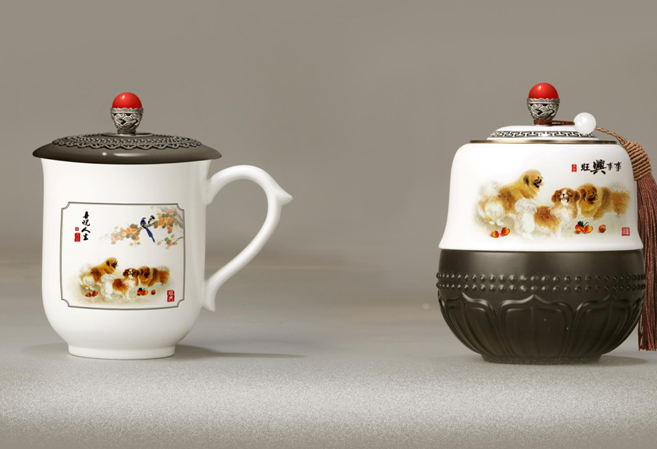 事事兴旺茶杯茶叶罐套装精品工艺品RD-845016