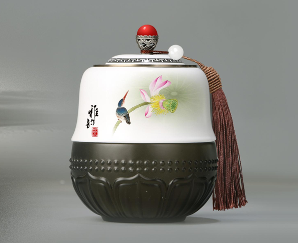禅韵玉瓷琉璃茶叶罐精品工艺品RD-845014