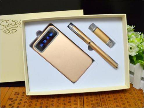 数显电量8000mAh移动电源+金属笔 +安卓电脑两用U盘 （标配8G）RD-840008