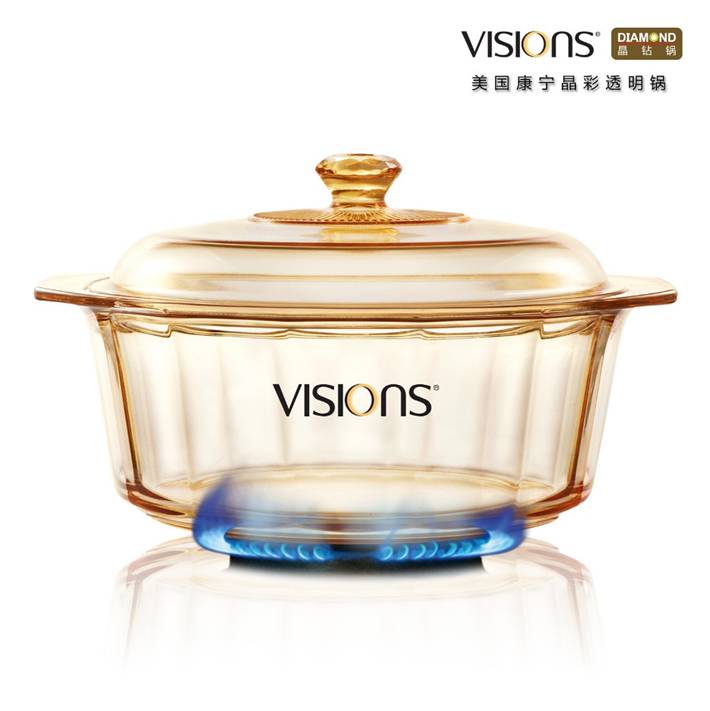 VISIONS 美国康宁晶彩透明锅（晶钻系列） VS-35-DI  3.5升（晶钻煮锅）