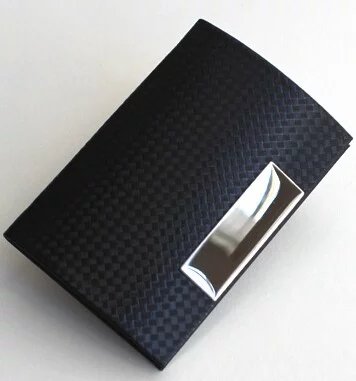 定制名片盒 格子纹PU+不锈钢名片盒 RD-814608