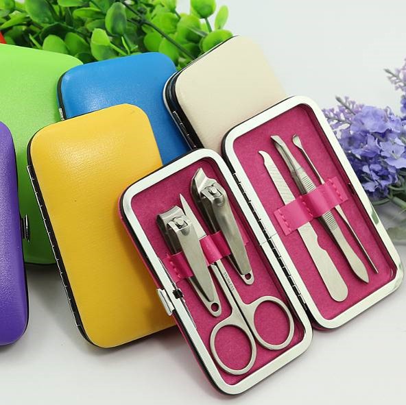 美容套装 宣传促销实用福利品 纯色皮不锈钢6件套 LOGO定制 RD-815610