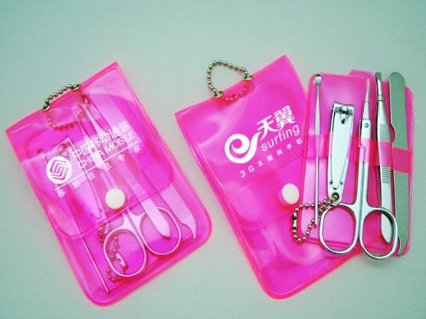 美容套装 PVC荧光袋电镀5件套 宣传促销实用品 logo定制 RD-815620