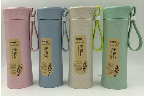 小麦秸秆水杯简约随手杯定制logo350MLRD-823036