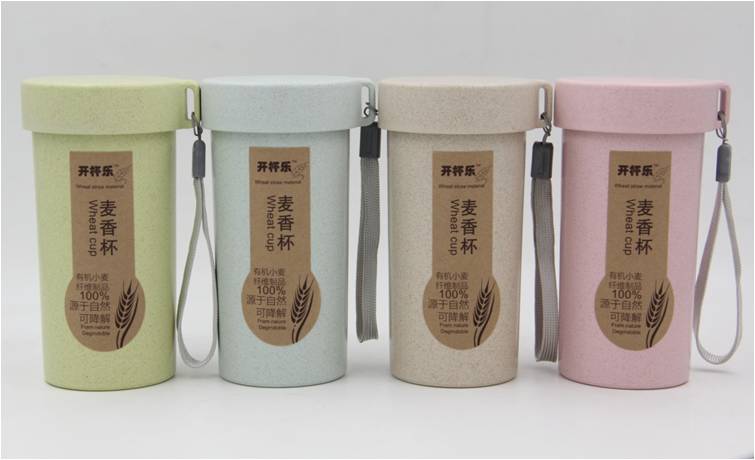 小麦秸秆水杯简约随手杯定制logo350MLRD-823037
