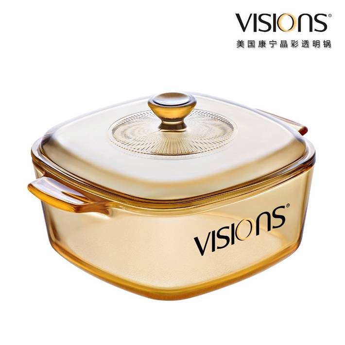 VISIONS 美国康宁晶彩透明锅 VS-15-RV/CN 1.5升（方形煮锅）
