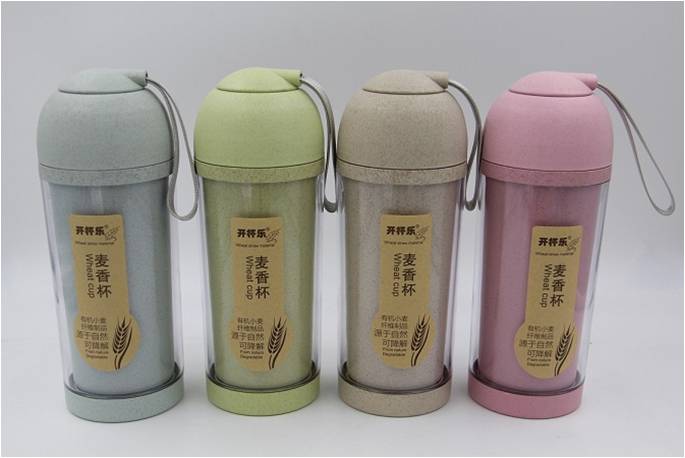 小麦秸秆水杯双层隔热麦香杯简约随手杯定制logoRD-823029
