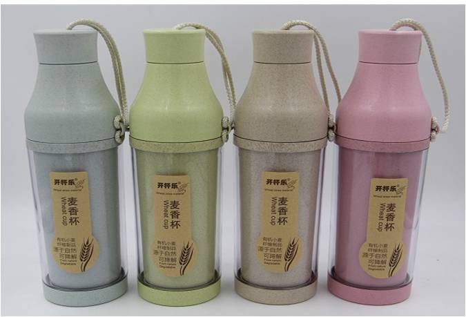 小麦秸秆水杯双层隔热麦香杯简约随手杯定制logoRD-823030