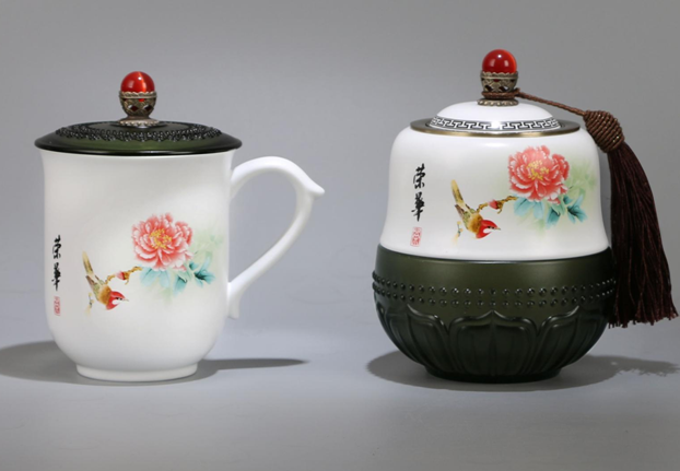 荣华茶杯茶叶罐套装精品工艺品RD-845015