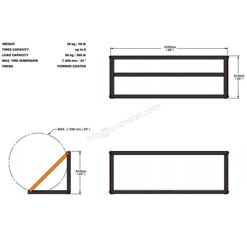 wall mount rack dimensions