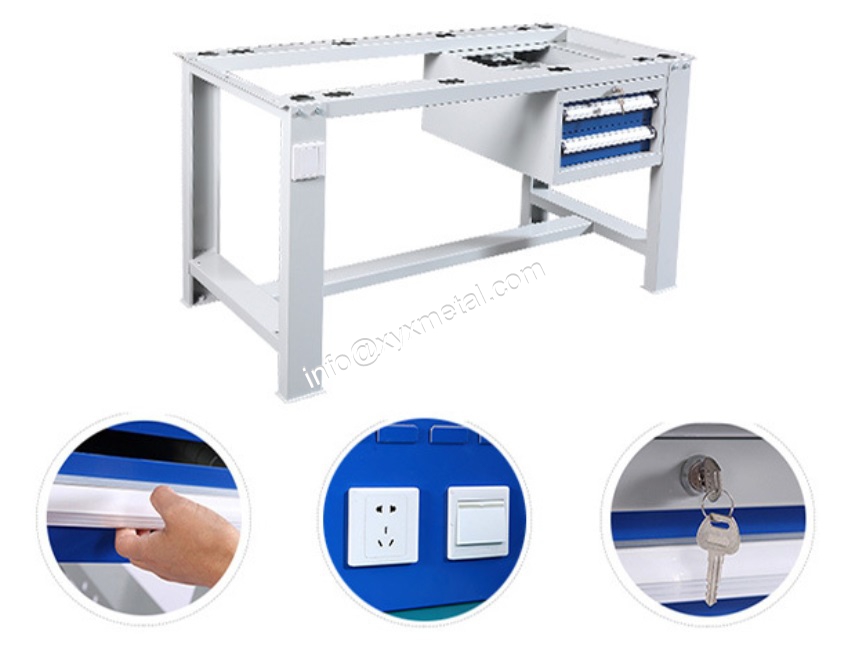 workbench with hanging cabinet