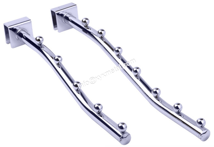 7 Beads Slanted or Waterfall Round Pipe Clothes Hang Rail Arms